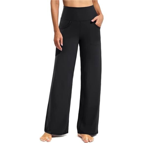 Wide Leg Pants Woman Yoga Pants with Pockets Stretch Loose Casual Lounge - Picture 1 of 4